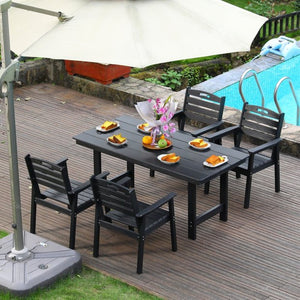 English Elm Hdpe Outdoor Dining Set Five Piece Weatherproof Recycled Poly Backyard Patio Table W3805S00002