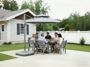English Elm Hdpe Recyclable Six Person Outdoor Dining Set with Umbrella Ready Weatherproof Table W3805S00003