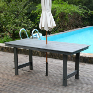 English Elm Hdpe Recyclable Six Person Outdoor Dining Set with Umbrella Ready Weatherproof Table W3805S00003