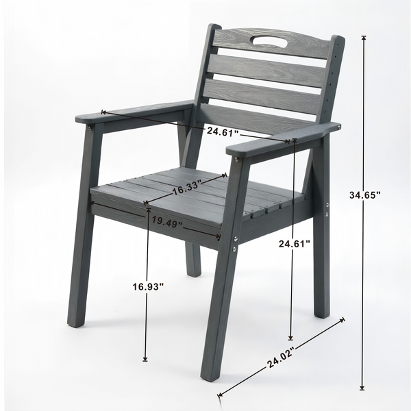 English Elm Hdpe Recyclable Six Person Outdoor Dining Set with Umbrella Ready Weatherproof Table W3805S00003