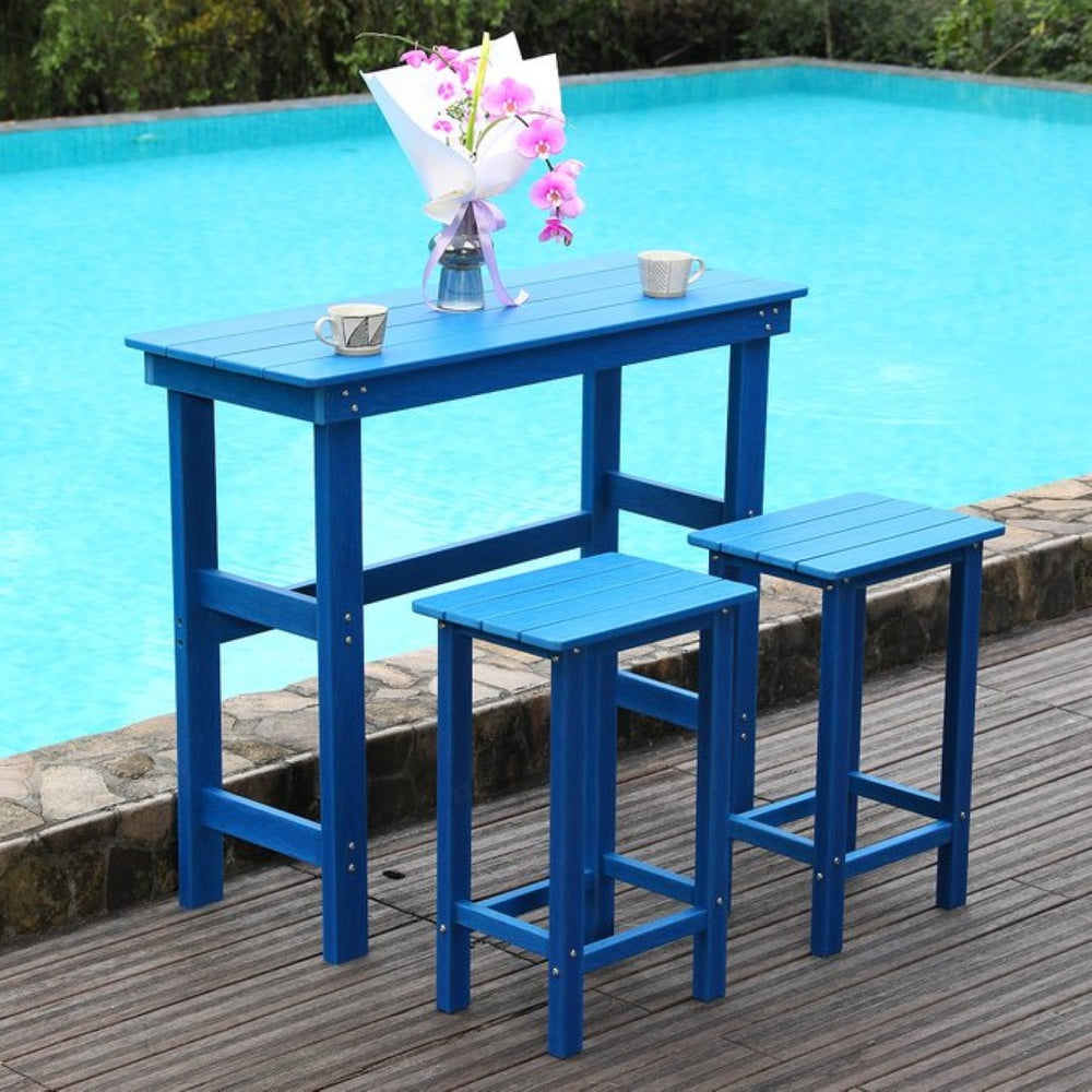 English Elm Hdpe Adirondack Outdoor Bar Set Recyclable Poly Counter Height Poolside Patio Furniture W3805S00007