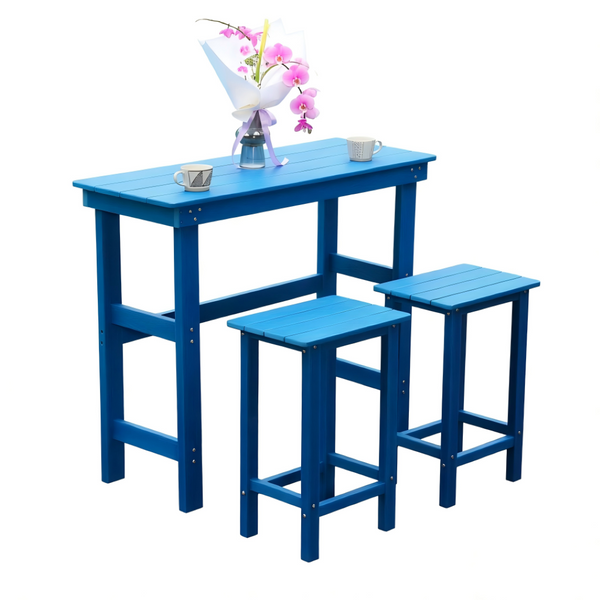 English Elm Hdpe Adirondack Outdoor Bar Set Recyclable Poly Counter Height Poolside Patio Furniture W3805S00007