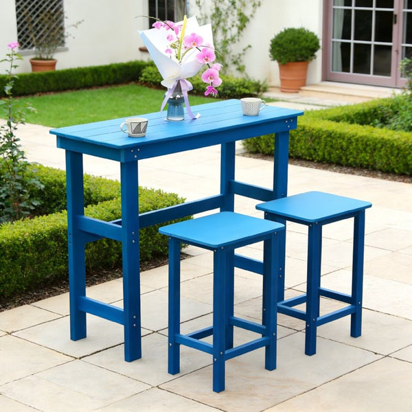 English Elm Hdpe Adirondack Outdoor Bar Set Recyclable Poly Counter Height Poolside Patio Furniture W3805S00007