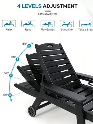 English Elm Hdpeoutdoor Reclining Poolside Lounge Chair Set Two Weather Resistant HDPE Wood Grain W3805S00009