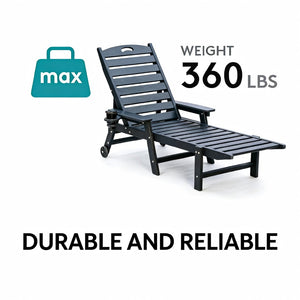 English Elm Hdpeoutdoor Reclining Poolside Lounge Chair Set Two Weather Resistant HDPE Wood Grain W3805S00009