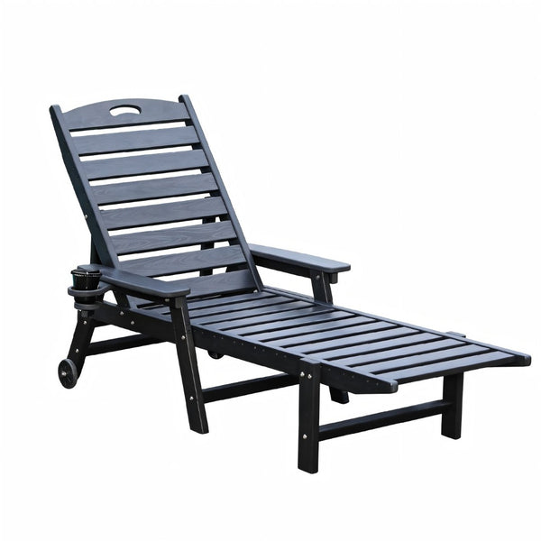 English Elm Hdpeoutdoor Reclining Poolside Lounge Chair Set Two Weather Resistant HDPE Wood Grain W3805S00009