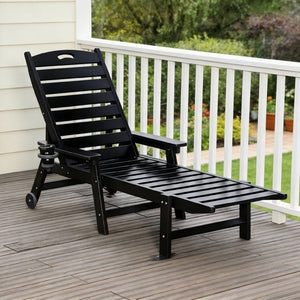 English Elm Hdpeoutdoor Reclining Poolside Lounge Chair Set Two Weather Resistant HDPE Wood Grain W3805S00009
