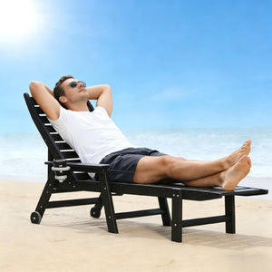 English Elm Hdpeoutdoor Reclining Poolside Lounge Chair Set Two Weather Resistant HDPE Wood Grain W3805S00009