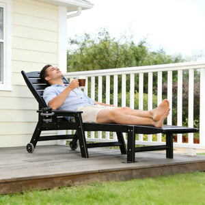 English Elm Hdpeoutdoor Reclining Poolside Lounge Chair Set Two Weather Resistant HDPE Wood Grain W3805S00009