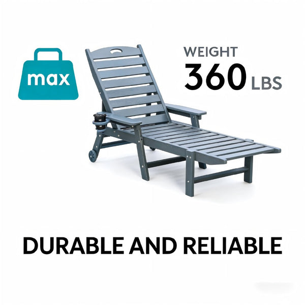 English Elm Hdpeoutdoor HDPE Reclining Lounge Chairs Set of Two for Poolside Patio with Wood Grain Finish W3805S00010