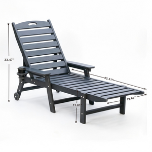 English Elm Hdpeoutdoor HDPE Reclining Lounge Chairs Set of Two for Poolside Patio with Wood Grain Finish W3805S00010