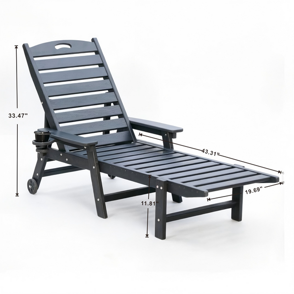 English Elm Hdpeoutdoor HDPE Reclining Lounge Chairs Set of Two for Poolside Patio with Wood Grain Finish W3805S00010
