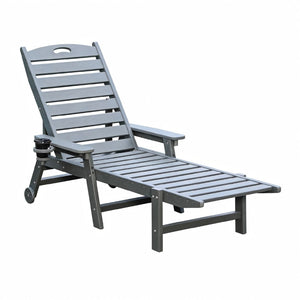 English Elm Hdpeoutdoor HDPE Reclining Lounge Chairs Set of Two for Poolside Patio with Wood Grain Finish W3805S00010