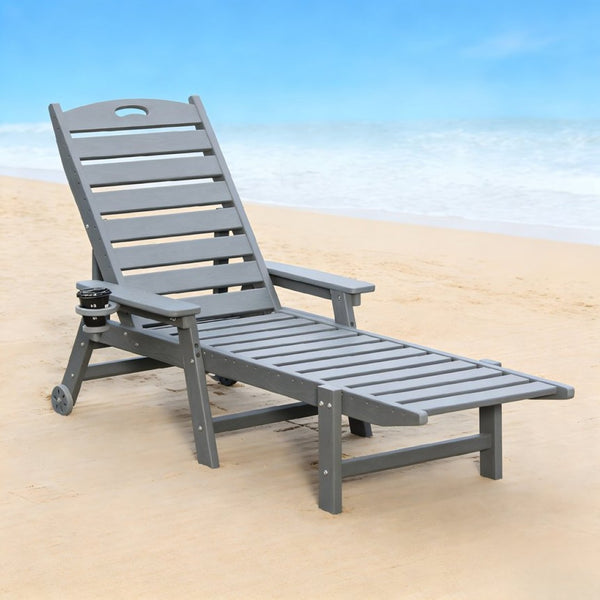 English Elm Hdpeoutdoor HDPE Reclining Lounge Chairs Set of Two for Poolside Patio with Wood Grain Finish W3805S00010
