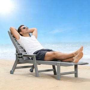 English Elm Hdpeoutdoor HDPE Reclining Lounge Chairs Set of Two for Poolside Patio with Wood Grain Finish W3805S00010