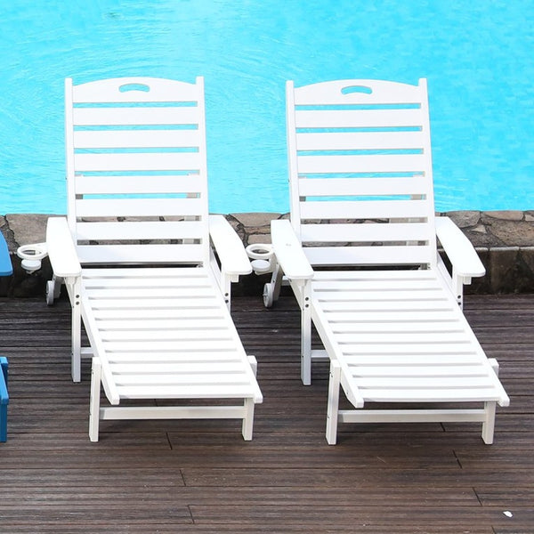 English Elm Hdpeoutdoor HDPE Reclining Lounge Chair Set Two Wood Grain Poolside Patio Outdoor W3805S00011
