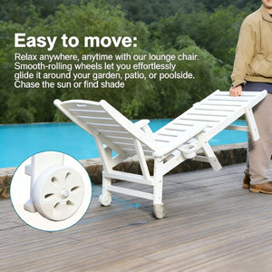English Elm Hdpeoutdoor HDPE Reclining Lounge Chair Set Two Wood Grain Poolside Patio Outdoor W3805S00011