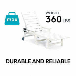 English Elm Hdpeoutdoor HDPE Reclining Lounge Chair Set Two Wood Grain Poolside Patio Outdoor W3805S00011