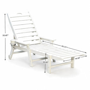 English Elm Hdpeoutdoor HDPE Reclining Lounge Chair Set Two Wood Grain Poolside Patio Outdoor W3805S00011