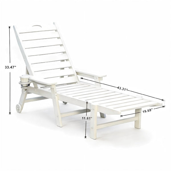 English Elm Hdpeoutdoor HDPE Reclining Lounge Chair Set Two Wood Grain Poolside Patio Outdoor W3805S00011