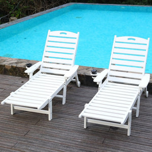 English Elm Hdpeoutdoor HDPE Reclining Lounge Chair Set Two Wood Grain Poolside Patio Outdoor W3805S00011