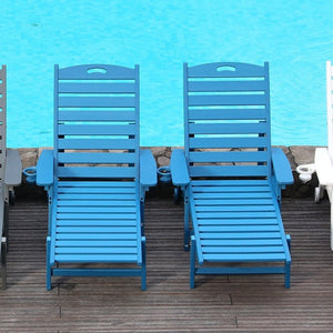 English Elm Hdpeoutdoor HDPE Wood-Grain Poolside Lounge Chair Set of Two with Adjustable Recline W3805S00012