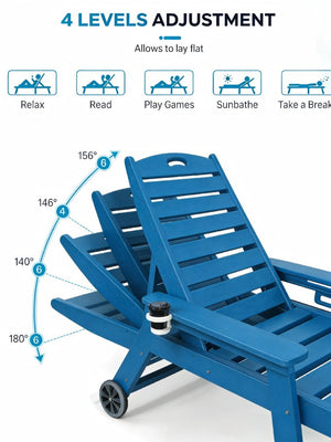 English Elm Hdpeoutdoor HDPE Wood-Grain Poolside Lounge Chair Set of Two with Adjustable Recline W3805S00012