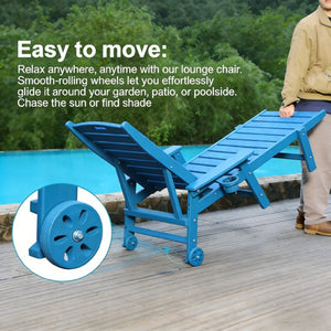 English Elm Hdpeoutdoor HDPE Wood-Grain Poolside Lounge Chair Set of Two with Adjustable Recline W3805S00012