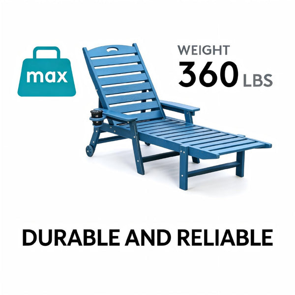 English Elm Hdpeoutdoor HDPE Wood-Grain Poolside Lounge Chair Set of Two with Adjustable Recline W3805S00012