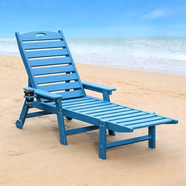 English Elm Hdpeoutdoor HDPE Wood-Grain Poolside Lounge Chair Set of Two with Adjustable Recline W3805S00012