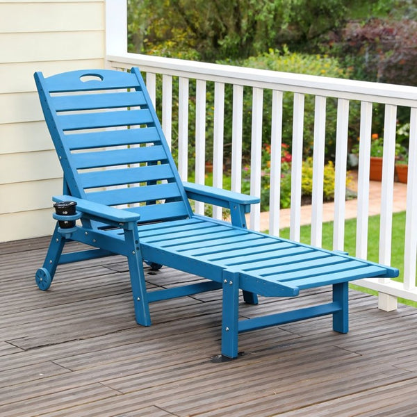 English Elm Hdpeoutdoor HDPE Wood-Grain Poolside Lounge Chair Set of Two with Adjustable Recline W3805S00012