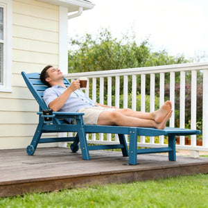 English Elm Hdpeoutdoor HDPE Wood-Grain Poolside Lounge Chair Set of Two with Adjustable Recline W3805S00012