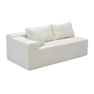 English Elm Co-009A-1L2r-White-1L Reversible Corduroy Modular Sectional Sofa for Modern Living Spaces W3819P380913