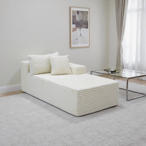 English Elm Co-009A-1L2r-White-2R Corduroy Modular Sectional Reversible Chaise for Modern Living Spaces W3819P380917