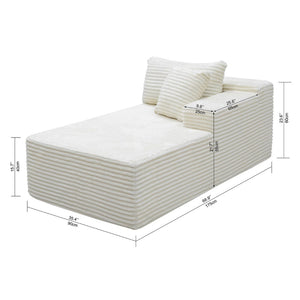 English Elm Co-009A-1L2r-White-2R Corduroy Modular Sectional Reversible Chaise for Modern Living Spaces W3819P380917