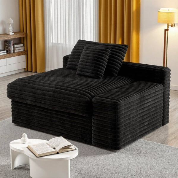 English Elm Wi-008b-black-2r Corduroy Modular Sectional with Reversible Chaise for Modern Living W3819P399339