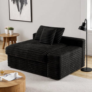 English Elm Wi-008b-black-2r Corduroy Modular Sectional with Reversible Chaise for Modern Living W3819P399339