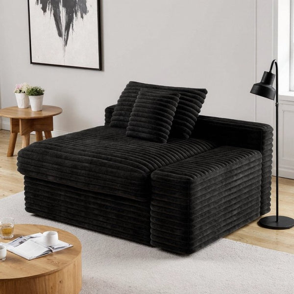English Elm Wi-008b-black-2r Corduroy Modular Sectional with Reversible Chaise for Modern Living W3819P399339