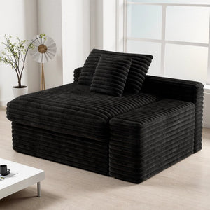 English Elm Wi-008b-black-2r Corduroy Modular Sectional with Reversible Chaise for Modern Living W3819P399339