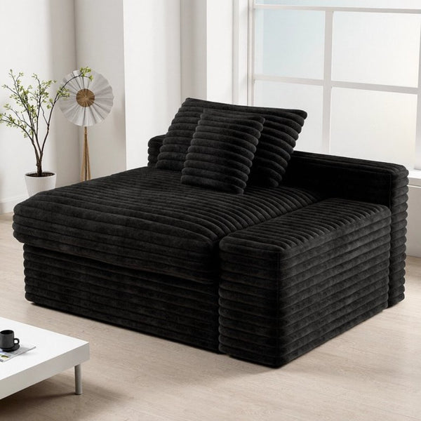 English Elm Wi-008b-black-2r Corduroy Modular Sectional with Reversible Chaise for Modern Living W3819P399339
