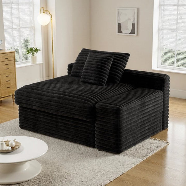 English Elm Wi-008b-black-2r Corduroy Modular Sectional with Reversible Chaise for Modern Living W3819P399339