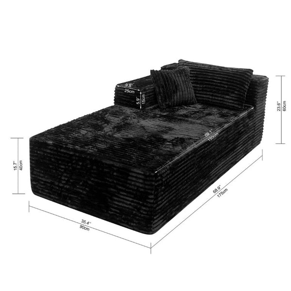 English Elm Wi-009A-Black-Tl Corduroy Modular Sectional Reversible Chaise Low Profile Living Room Sofa W3819P436604