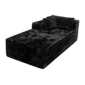 English Elm Wi-009A-Black-Tl Corduroy Modular Sectional Reversible Chaise Low Profile Living Room Sofa W3819P436604