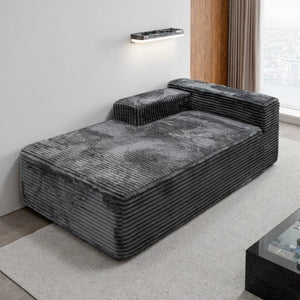 English Elm Wi-009A-Grey-Tl Corduroy Modular Sectional Reversible Chaise Plush Seating for Living Rooms W3819P436607