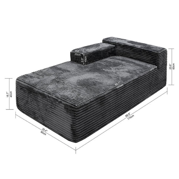English Elm Wi-009A-Grey-Tl Corduroy Modular Sectional Reversible Chaise Plush Seating for Living Rooms W3819P436607