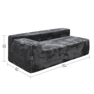 English Elm Sp-009a-black-tl Modular Corduroy Sectional with Reversible Chaise for Modern Living Rooms Grey 2L W3819P448423
