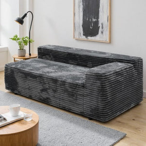 English Elm Sp-009A-Black-Tl Corduroy Modular Sectional with Reversible Chaise for Modern Living Grey 2R W3819P448424
