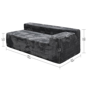 English Elm Sp-009A-Black-Tl Corduroy Modular Sectional with Reversible Chaise for Modern Living Grey 2R W3819P448424
