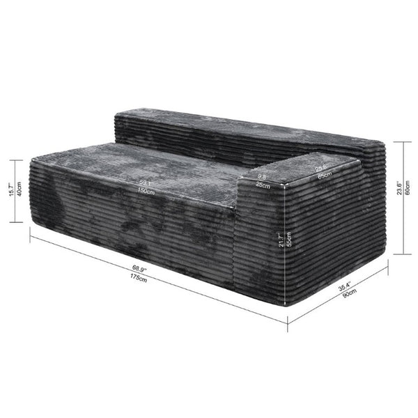 English Elm Sp-009A-Black-Tl Corduroy Modular Sectional with Reversible Chaise for Modern Living Grey 2R W3819P448424