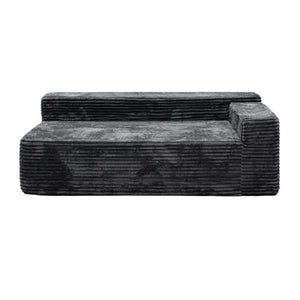 English Elm Sp-009A-Black-Tl Corduroy Modular Sectional with Reversible Chaise for Modern Living Grey 2R W3819P448424